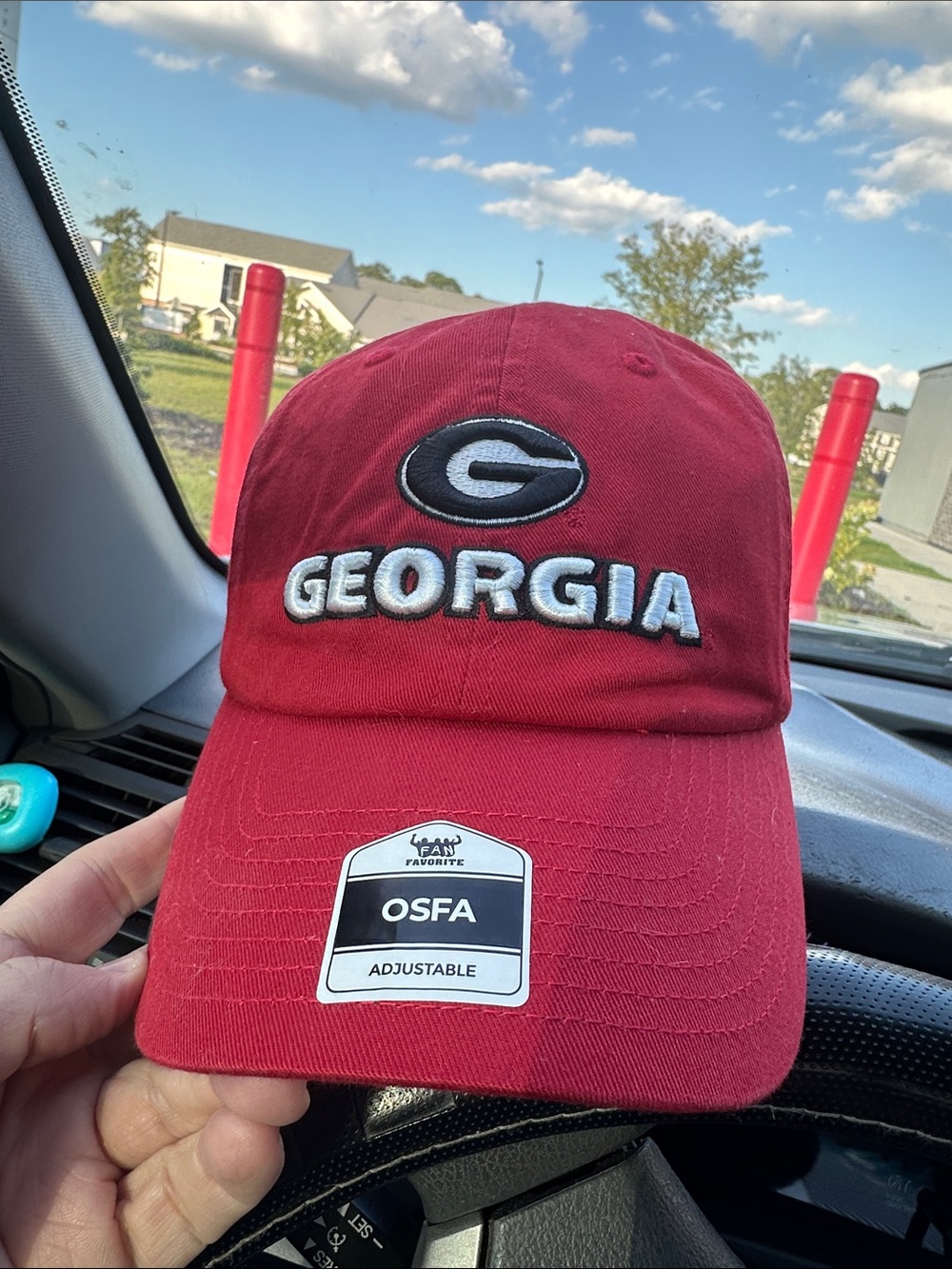 NWT- Georgia Bulldogs Red Adjustable Baseball Cap with Embroidered Logo